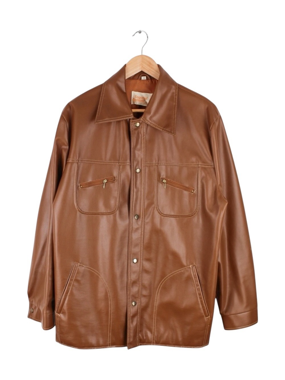 Vintage Fingerhut Fashions Brown Faux Leather Jacket‎ 70s Style Size 44
